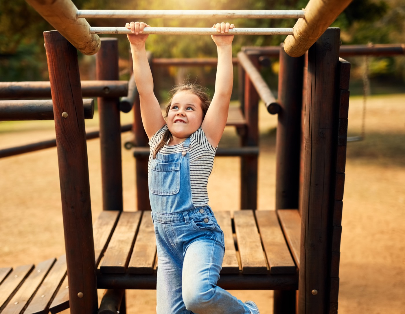 Kids playing on monkey bars